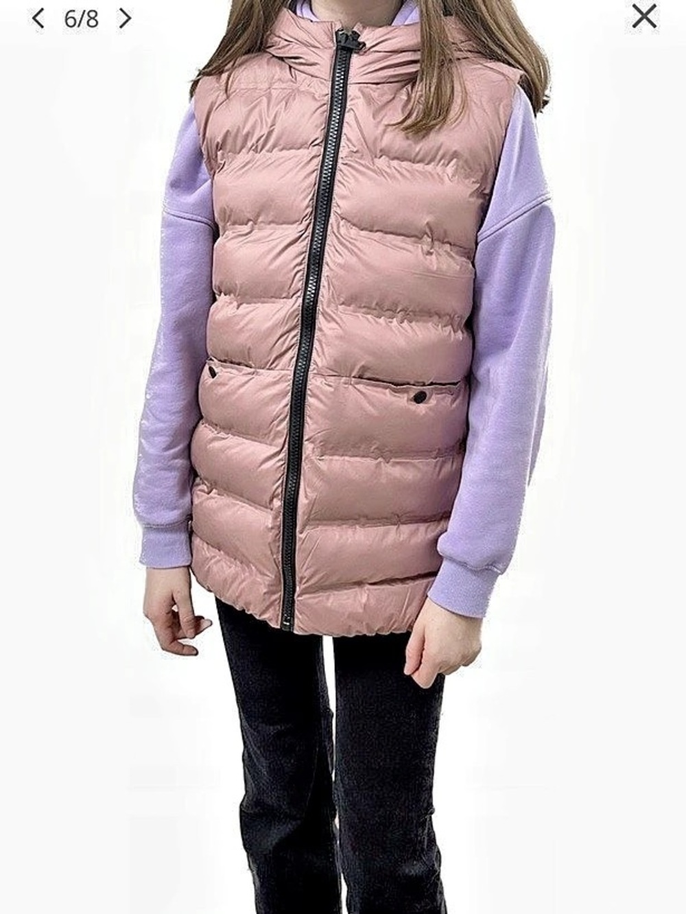 Zara Girls Hooded Puffer Vest Hooded Puffer Vest Pink Girls 13-14